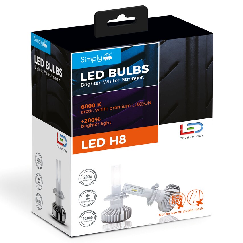 Simply H8 LED Bulbs Boxed - LEDH8- you get 2