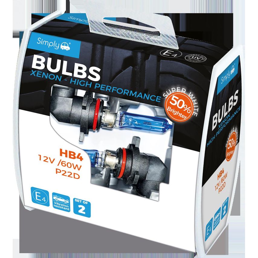 Simply SWHB4HB4 Xenon Super White Plus 50 Boxed Bulb - SWHB4- you get 8