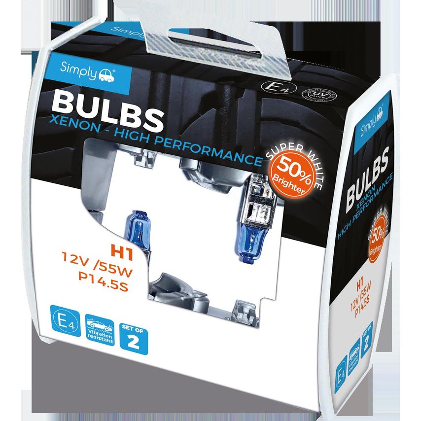 Simply SWH1H1 Xenon Super White Plus 50% Boxed Bulb - SWH1- you get 17