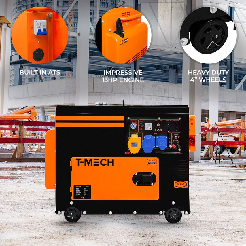 MonsterShop T-Mech Portable Silent Diesel Generator Single Phase 230V