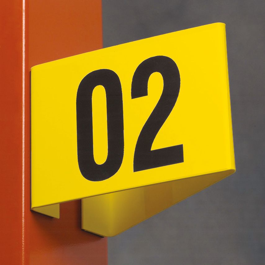 Beaverswood Angled Aisle Marker Yellow H.95xW.130mm Self-Adhesive Angled Design