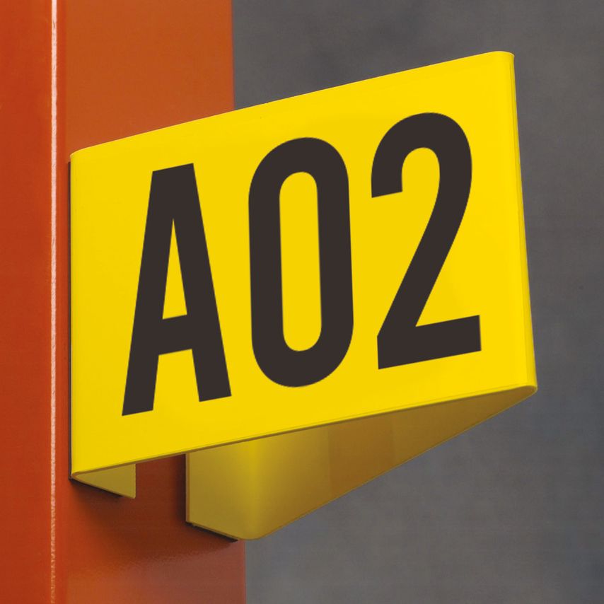 Beaverswood Angled Aisle Marker Yellow H.95xW.130mm Magnetic Angled Design