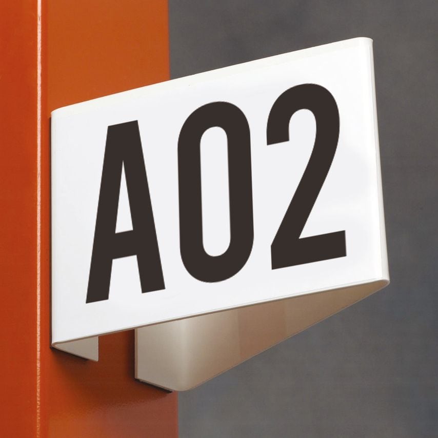 Beaverswood Angled Aisle Marker White H.95xW.130mm Magnetic Angled Design