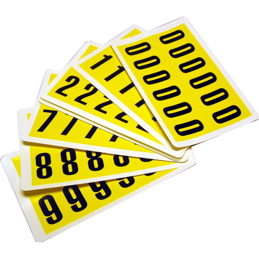 Beaverswood Complete Packs of Self-Adhesive Numbers H.21xW.38mm Yellow (Pack of