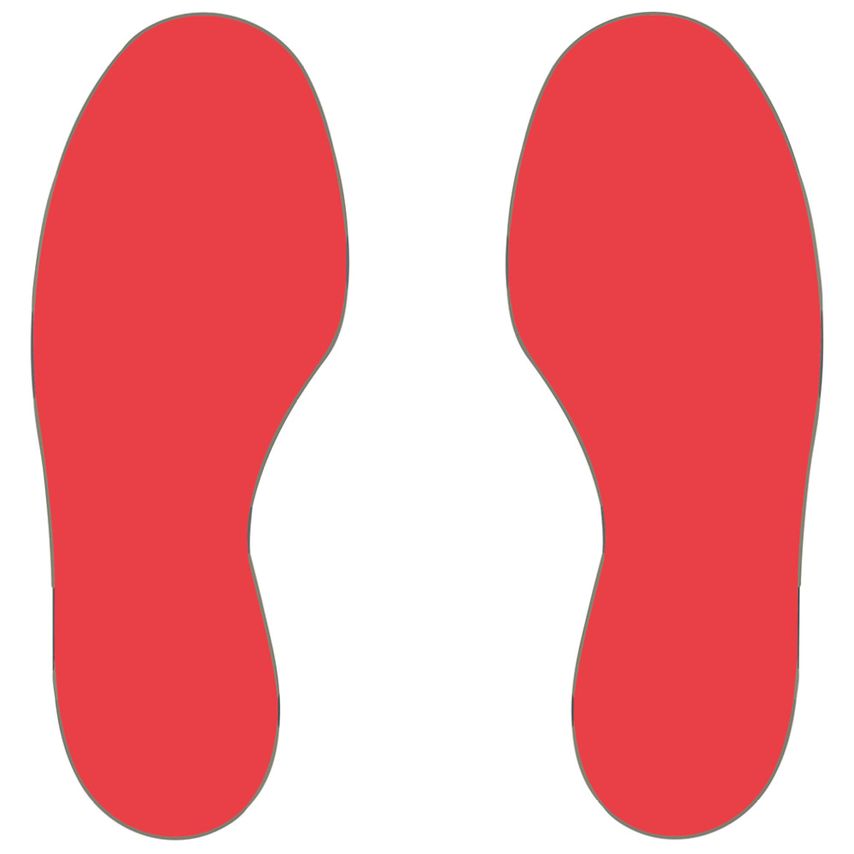 Beaverswood Floor Signals Feet H.300xW.100 (Pack of 10) (5 Right, 5 Left) Red