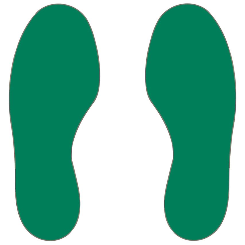 Beaverswood Floor Signals Feet H.300xW.100 (Pack of 10) (5 Right, 5 Left) Green