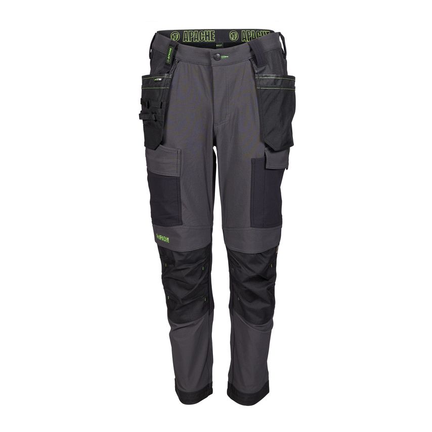 Apache Calgary 4-Way Stretch Slim Fit Holster Pocket Trouser Grey/Black L29W40 (