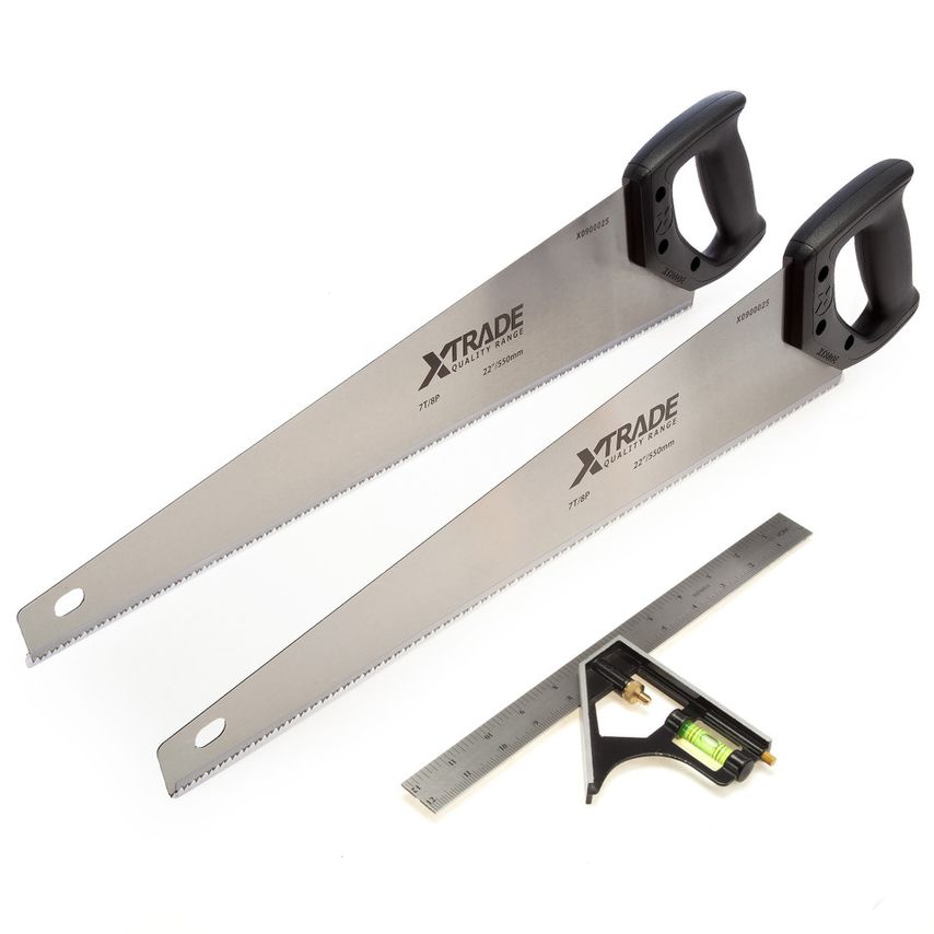 X0900095 Hand Saw 2x550mm & Combination Square Pack
