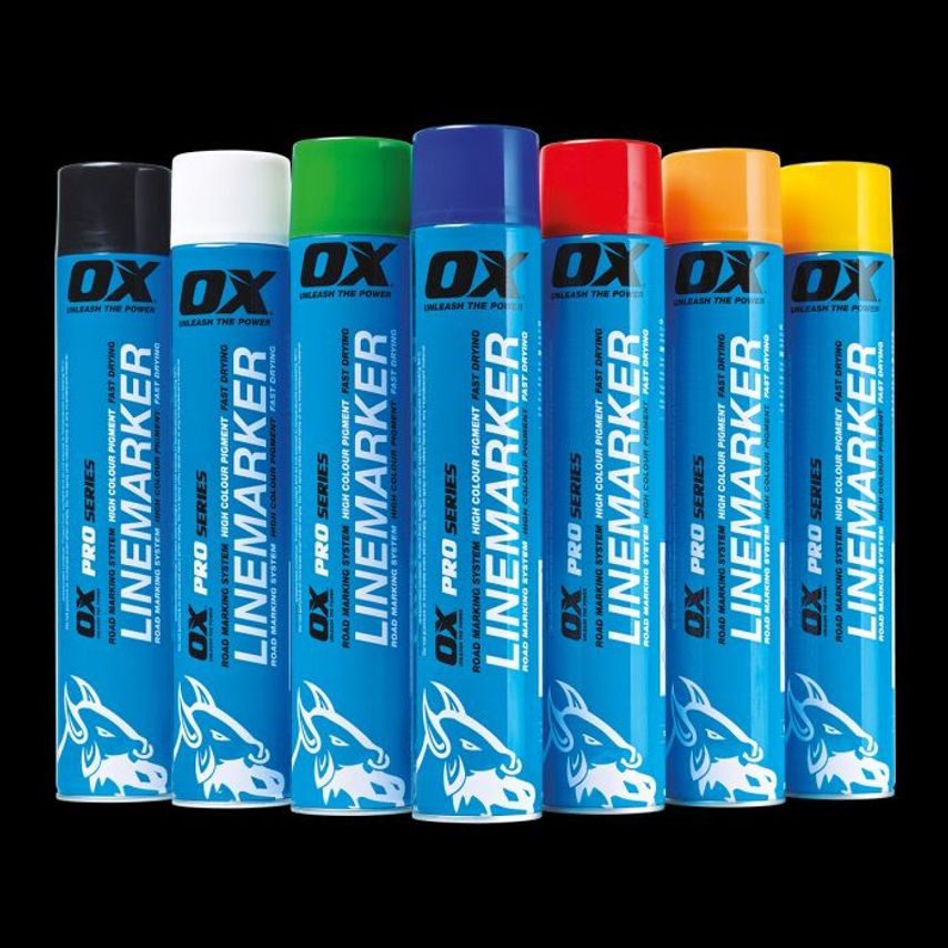 OX Tools OX Pro Permanent Line Marker Spray Blue 750ml- you get 6