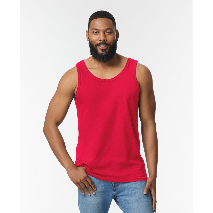 Gildan Ringspun Tank Top Mens Red L