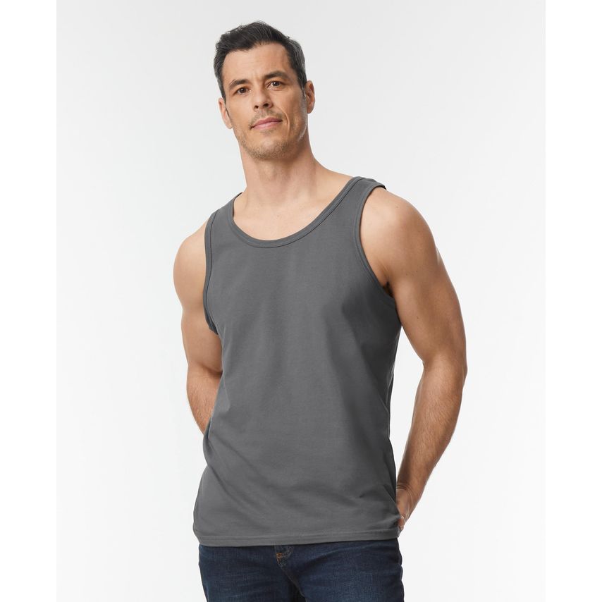 Gildan Ringspun Tank Top Mens Charcoal XL