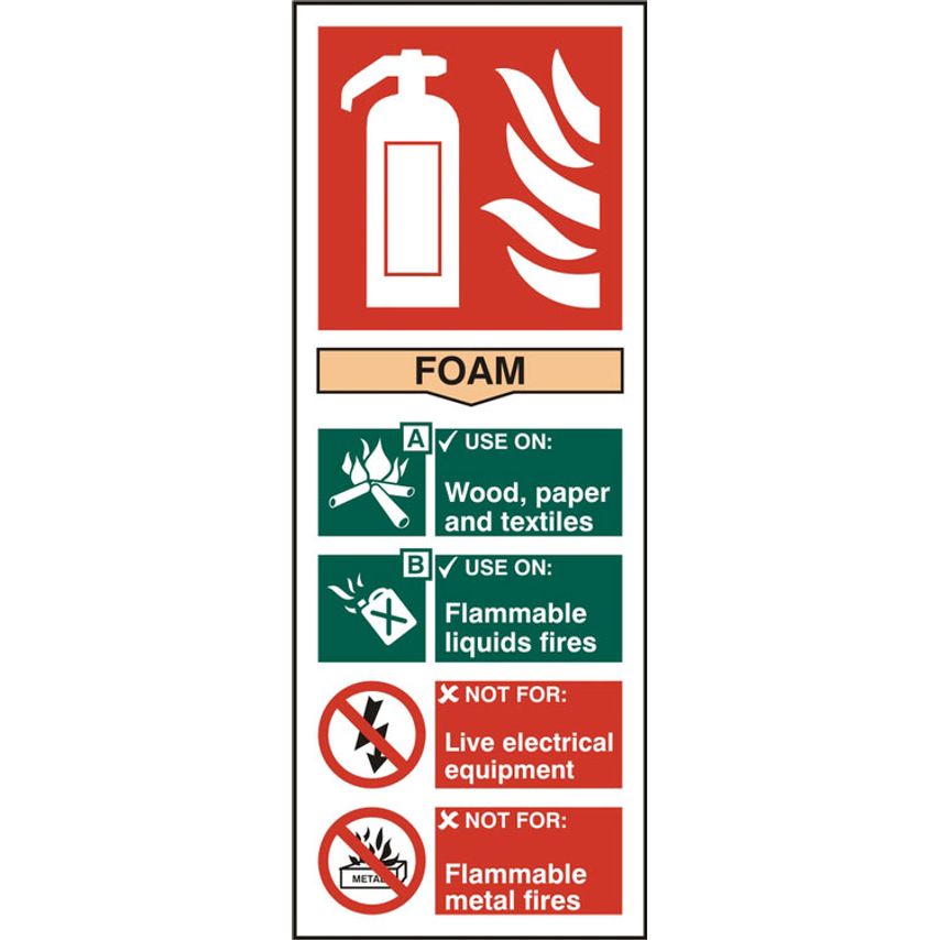 Beeswift B-Safe Fire Extinguisher Foam SAV Sign 82mm x 202mm - Pack of 5