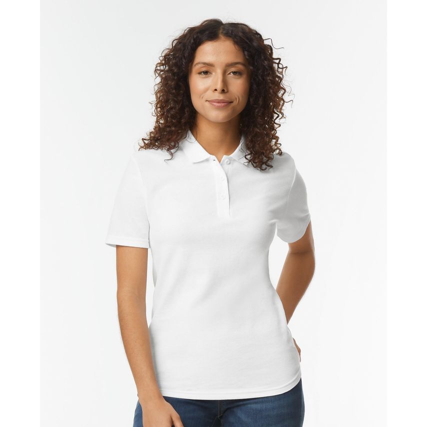 Gildan Softstyle Ladies Double Pique Polo Shirt White M