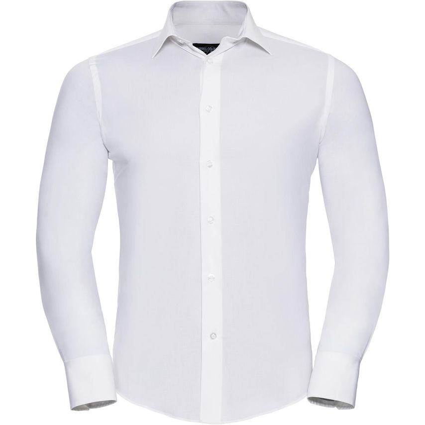 Russell Russell Easy Care Fitted L/S Shirt Mens White XL