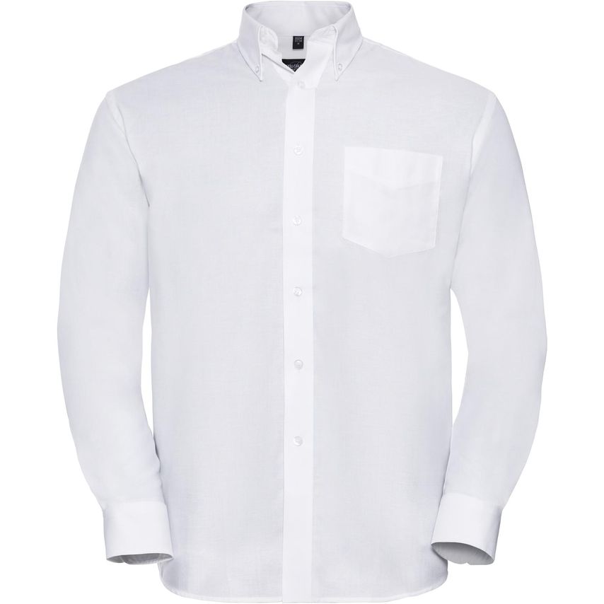 Russell Russell Mens Oxford Shirt Long Sleeved 135gm White 16.5