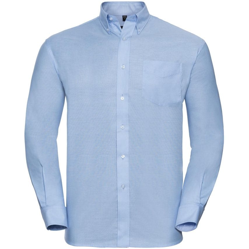 Russell Russell Mens Oxford Shirt Long Sleeved 135gm Oxford Blue 19