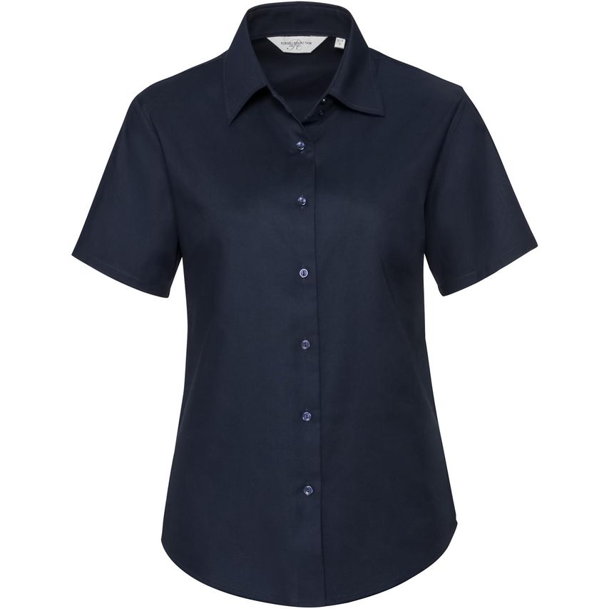 Russell Russell Ladies Oxford S/S Shirt 135gm Bright Navy XS
