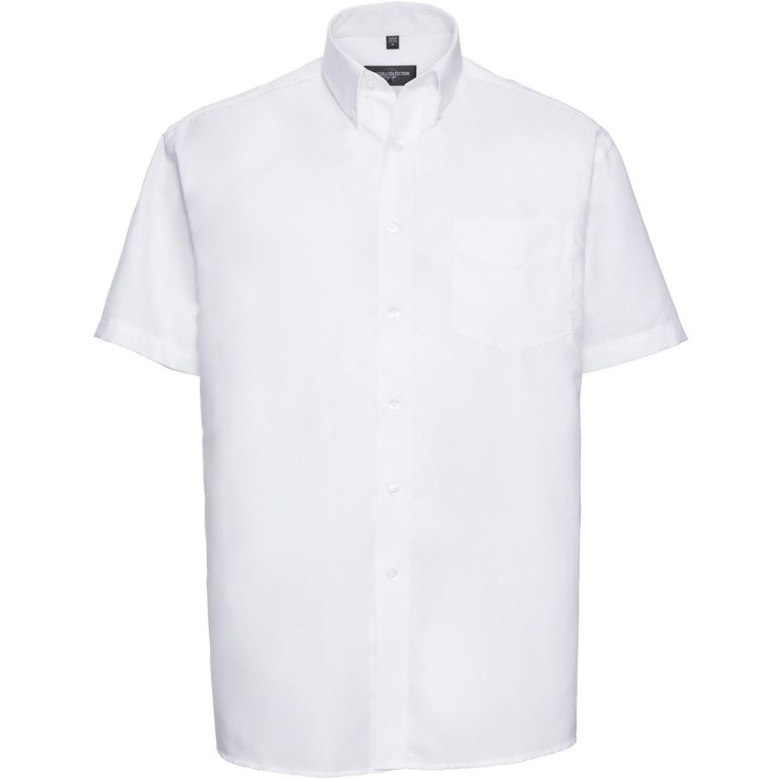 Russell Russell Mens Oxford Shirt Short Sleeved 135gm White 16.5