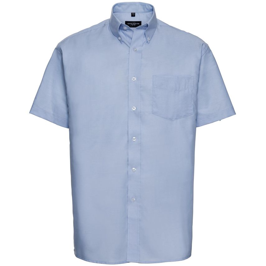 Russell Russell Mens Oxford Shirt Short Sleeved 135gm Oxford Blue 15.5