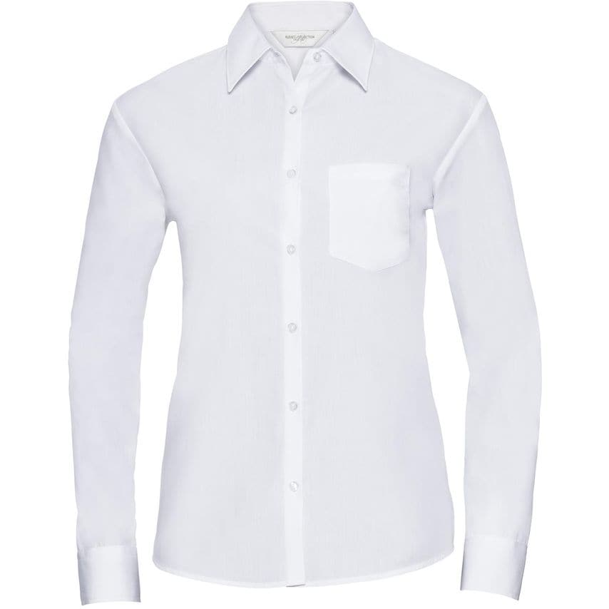Russell Russell Ladies Poplin Shirts L/S 110gm White 3XL