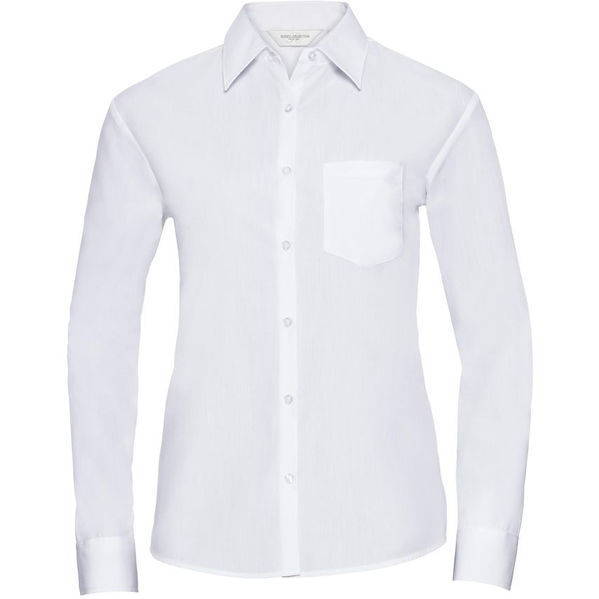 Russell Russell Ladies Poplin Shirts L/S 110gm White L