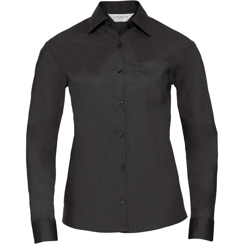 Russell Russell Ladies Poplin Shirts L/S 110gm Black 4XL