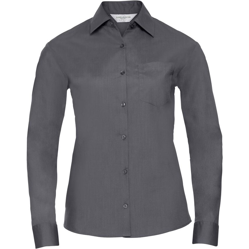 Russell Russell Ladies Poplin Shirts L/S 110gm Convoy Grey L