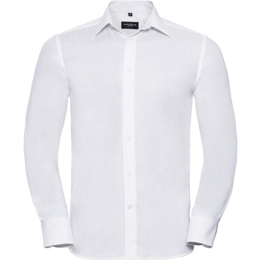Russell Russell Oxford Tailored Easy Care L/S Shirt Mens White 18