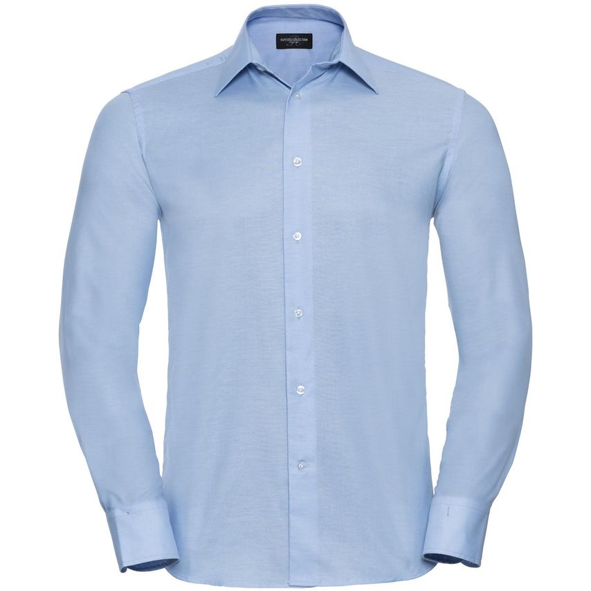 Russell Russell Oxford Tailored Easy Care L/S Shirt Mens Oxford Blue 19.5