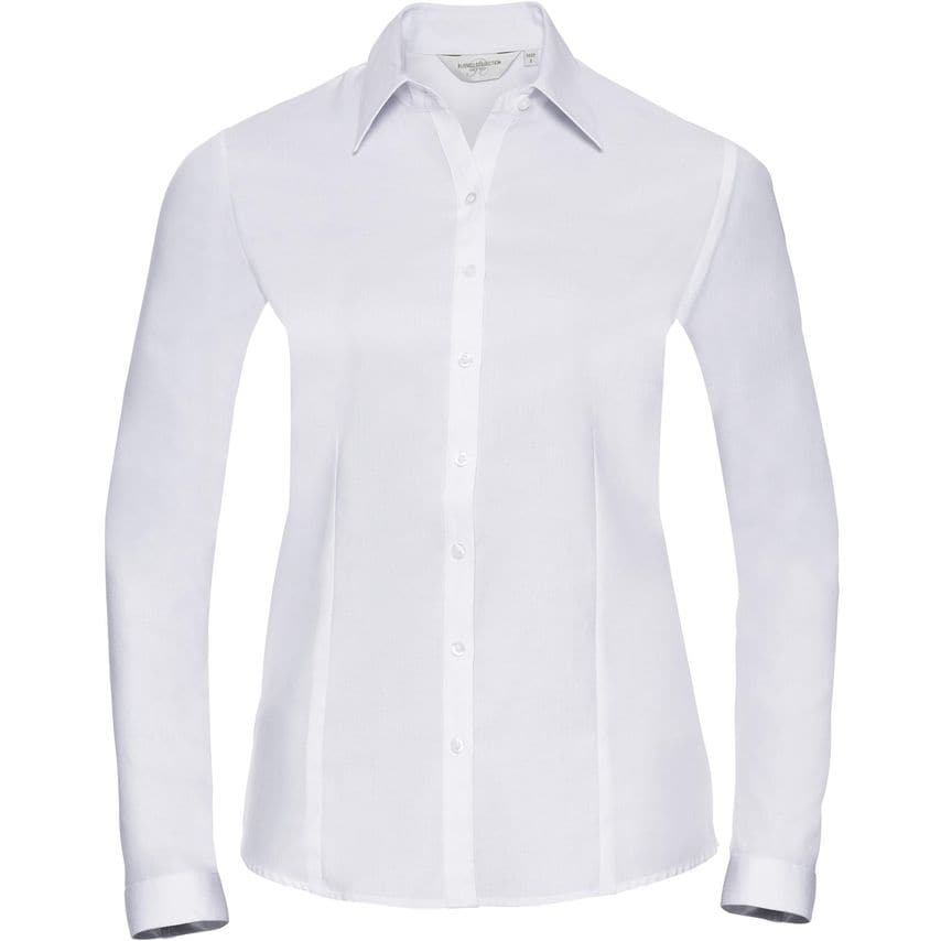 Russell Russell Herringbone L/S Ladies Shirt White 4XL