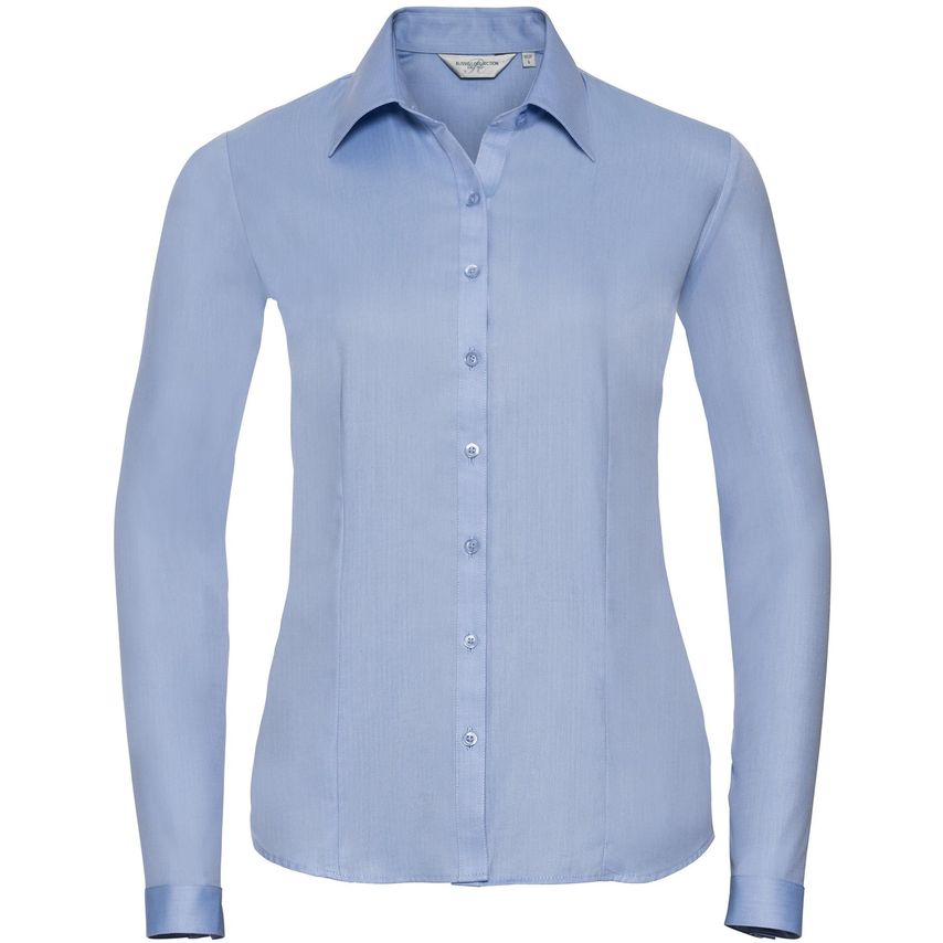 Russell Russell Herringbone L/S Ladies Shirt Light Blue 4XL