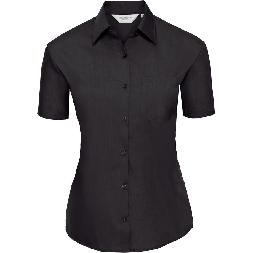 Russell Russell Ladies Poplin Shirts S/S 110gm Black 4XL