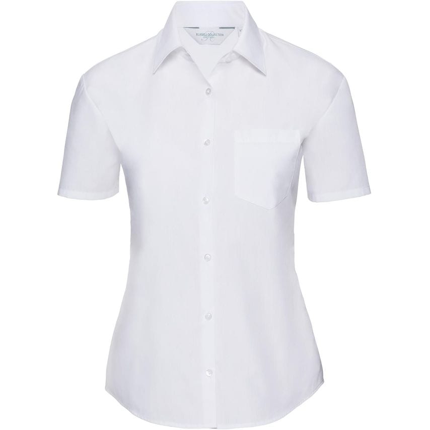 Russell Russell Ladies Poplin Shirts S/S 110gm White XL