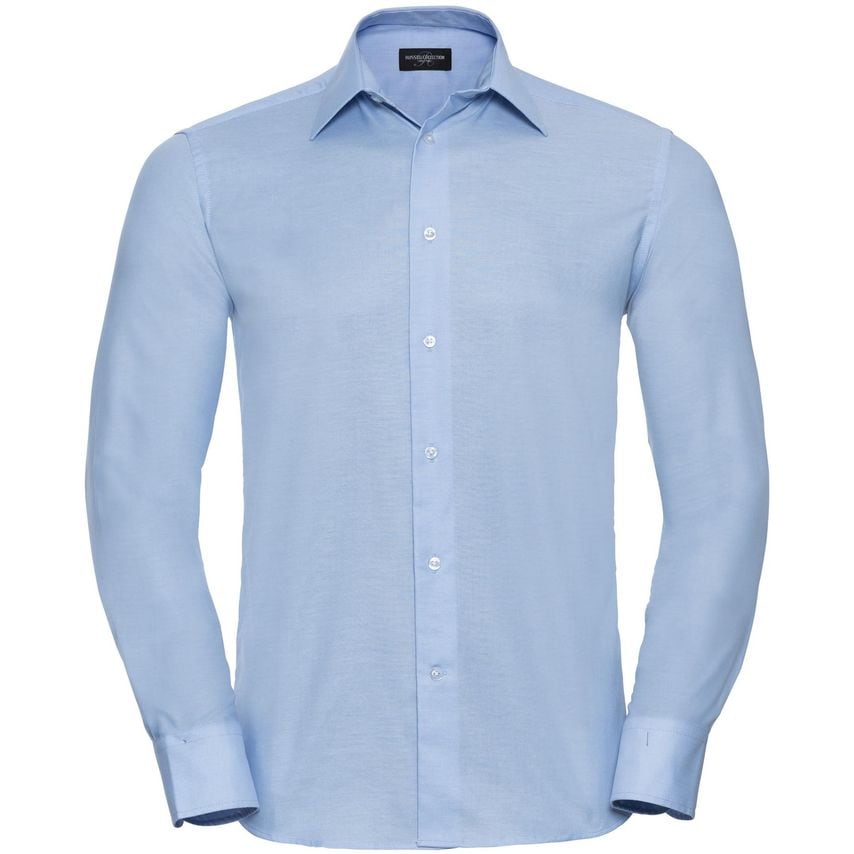 Russell Russell Oxford Tailored Easy Care L/S Shirt Mens Oxford Blue 17