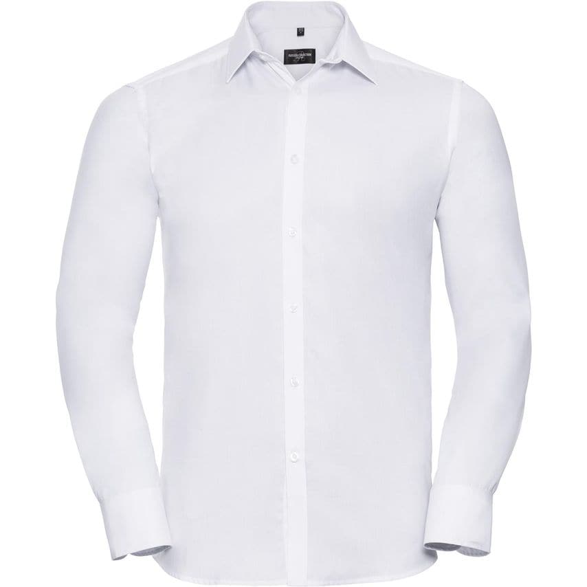 Russell Russell Herringbone L/S Mens Shirt White 14.5