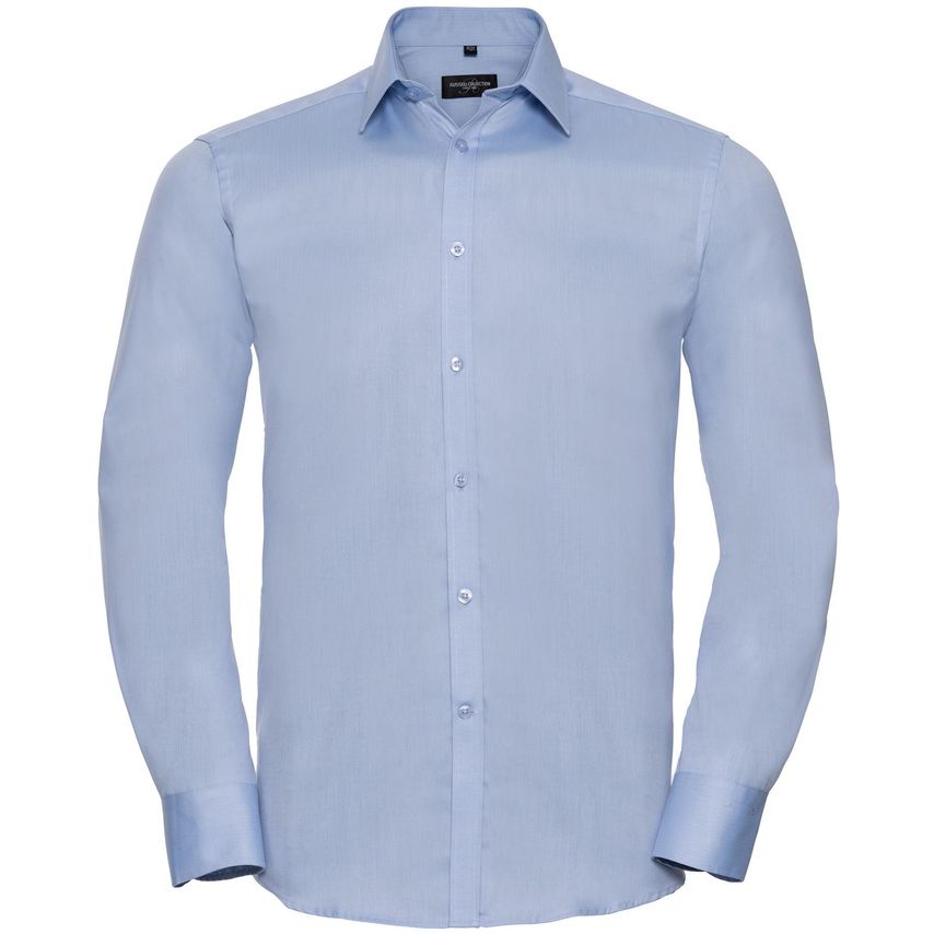 Russell Russell Herringbone L/S Mens Shirt Light Blue 17