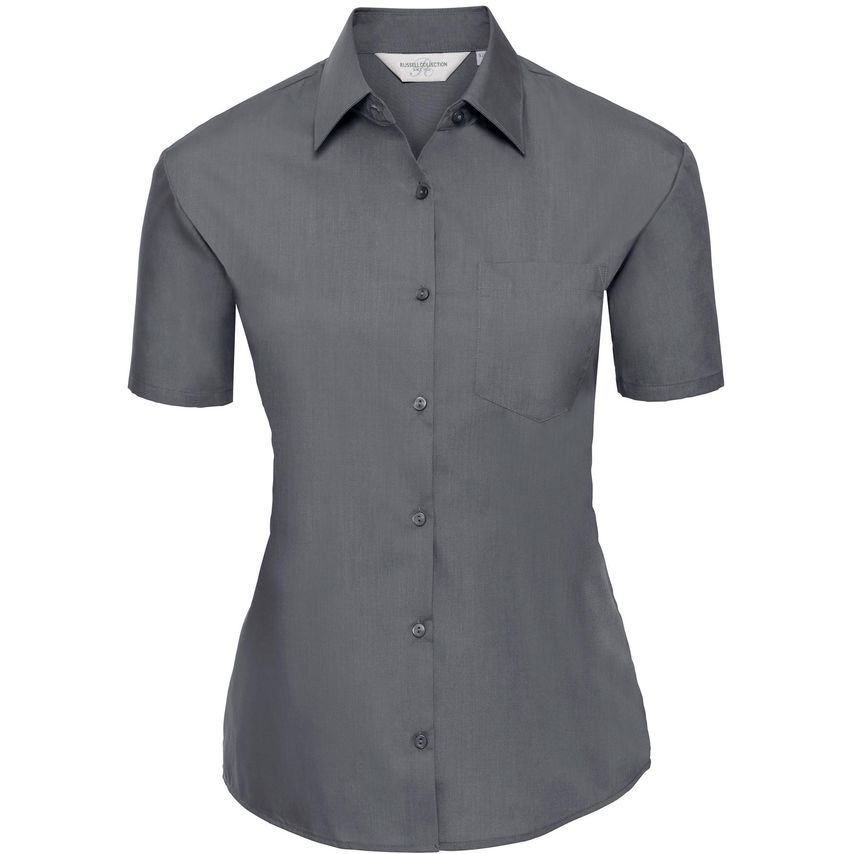 Russell Russell Ladies Poplin Shirts S/S 110gm Convoy Grey 4XL