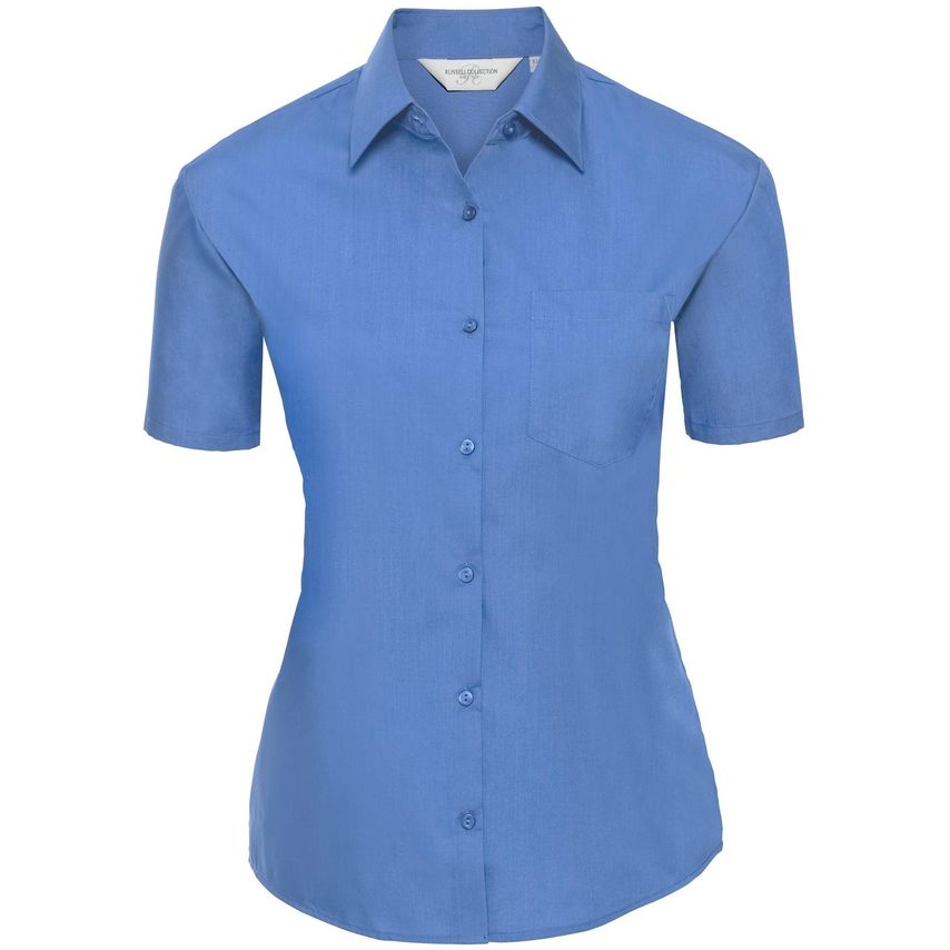 Russell Russell Ladies Poplin Shirts S/S 110gm Corporate Blue XS