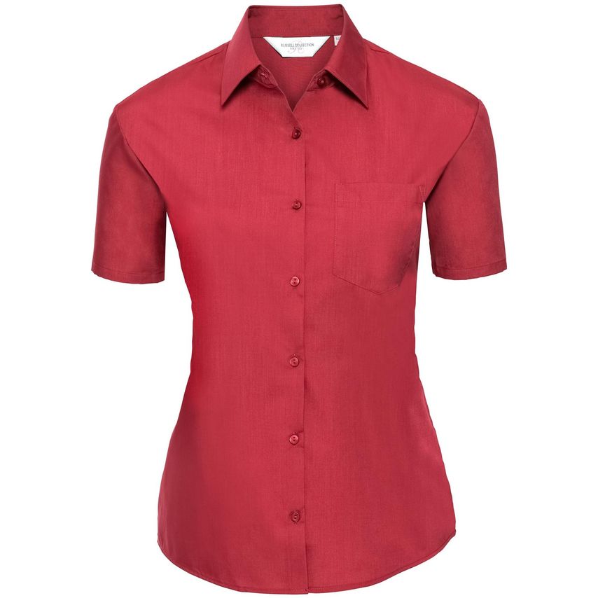Russell Russell Ladies Poplin Shirts S/S 110gm Classic Red XL