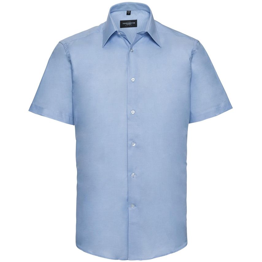 Russell Russell Oxford Tailored Easy Care S/S Shirt Mens Oxford Blue 18.5