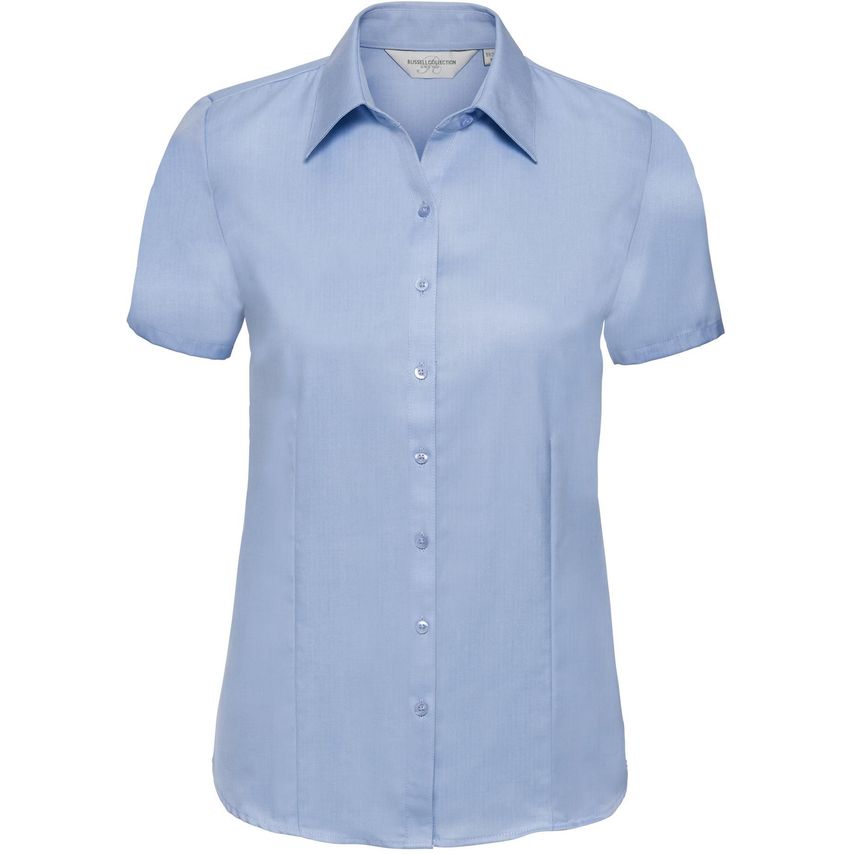 Russell Russell Herringbone S/S Ladies Shirt Light Blue XS