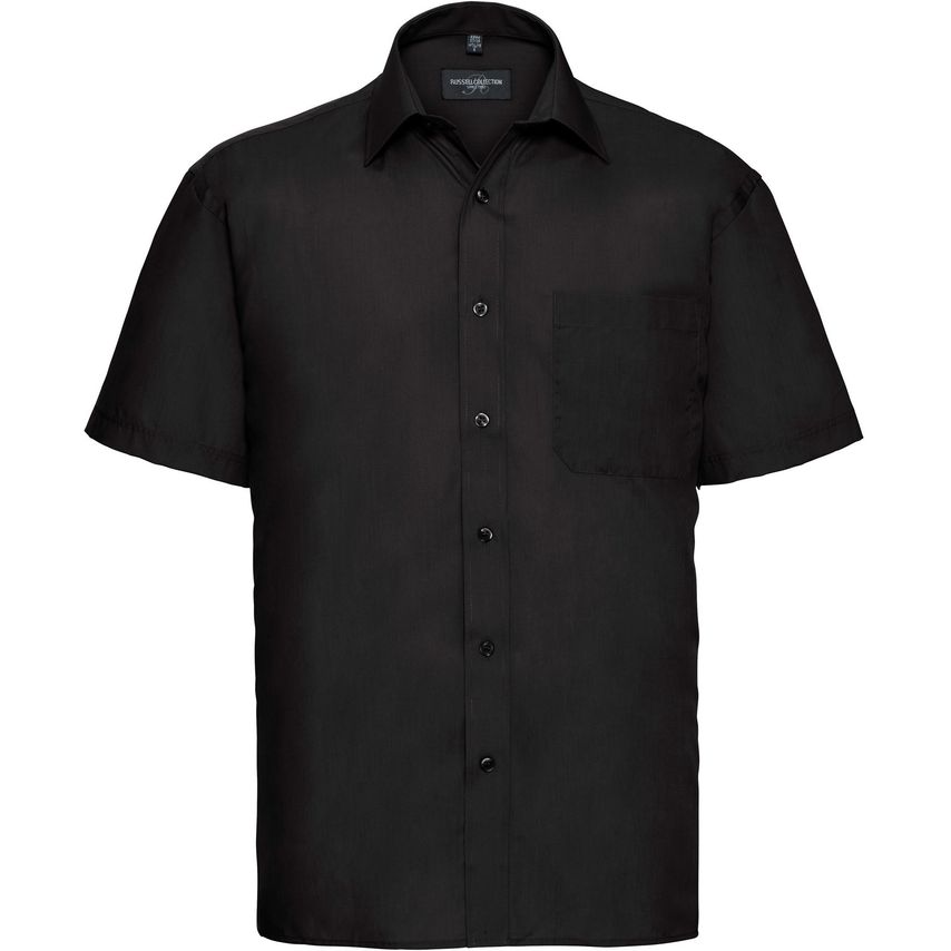 Russell Russell Mens Poplin Shirts S/S 110gm Black 4XL