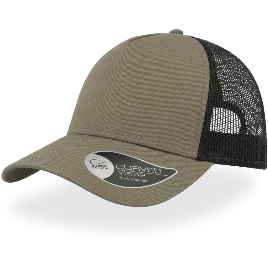 Atlantis Rapper Cotton 5 Panel Trucker Cap Olive/Black One Size