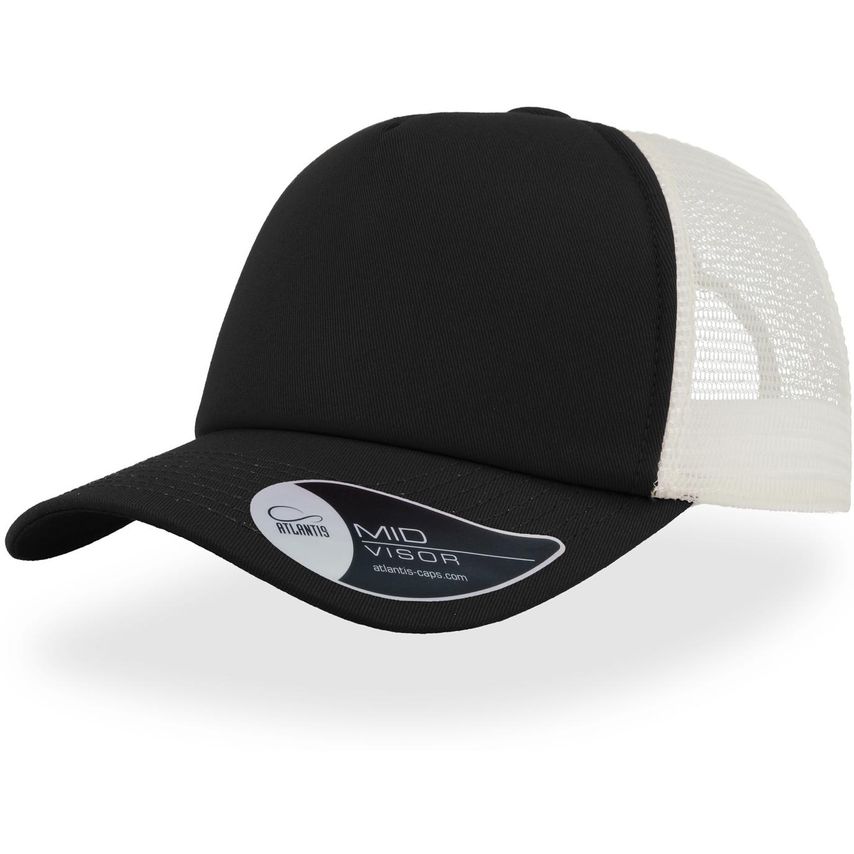 Atlantis Record Mid Visor 5 Panel Trucker Cap Black One Size