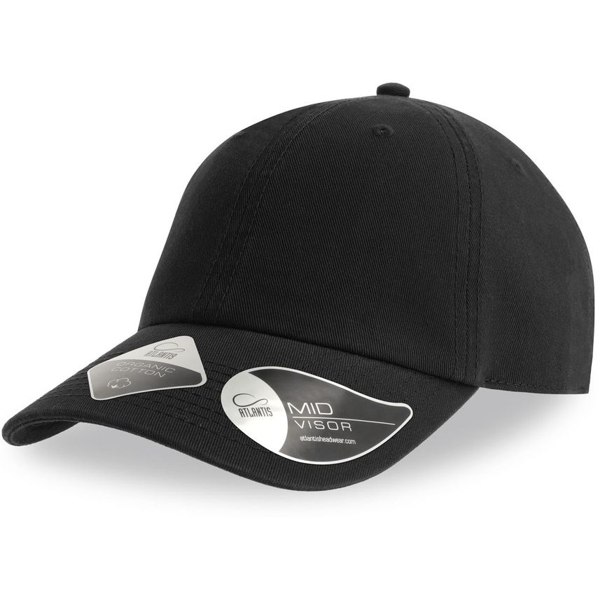 Atlantis Fraser Organic Cotton Unstructured 6 Panel Cap Black One Size