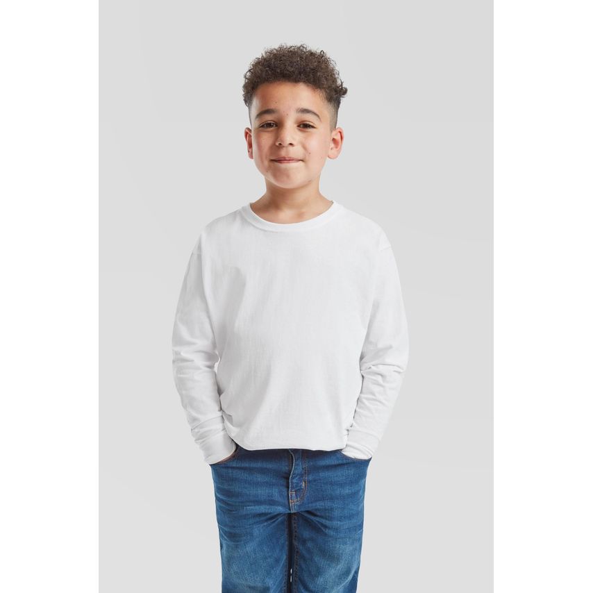 Fruit Of The Loom FotL Valueweight Long Sleeve T-Shirt Kids White 7-8yr (128cm)