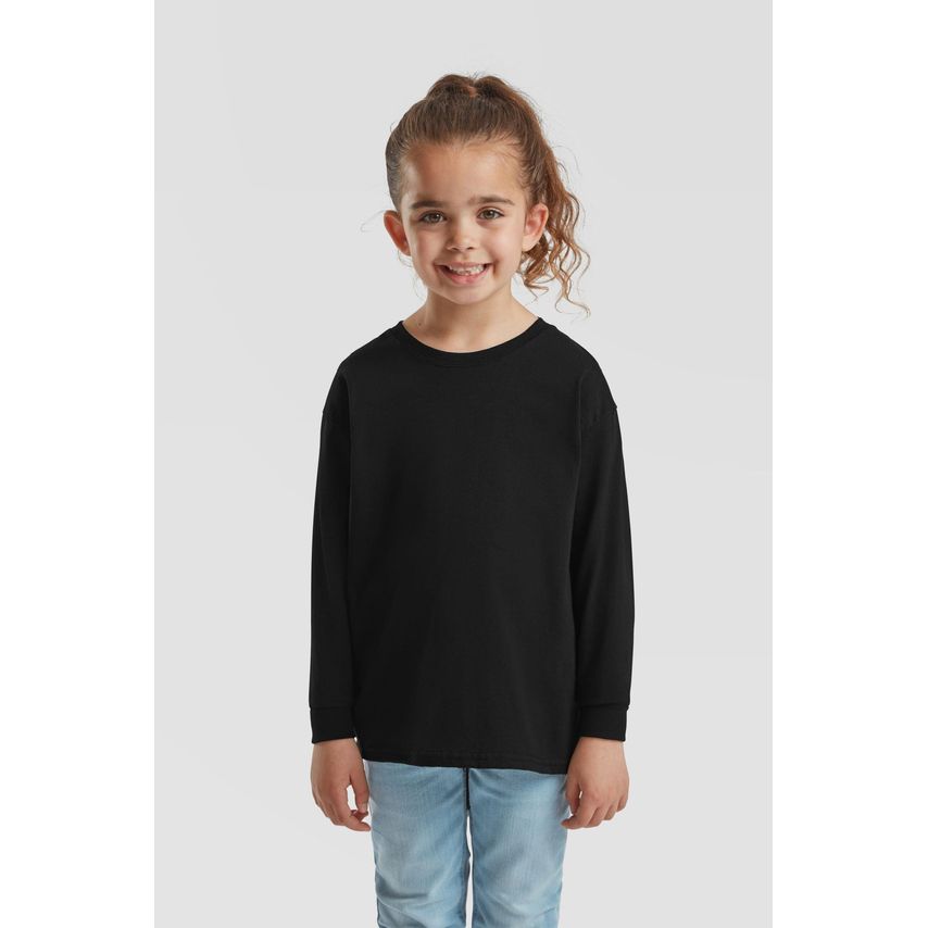 Fruit Of The Loom FotL Valueweight Long Sleeve T-Shirt Kids Deep Navy 3-4yr (104