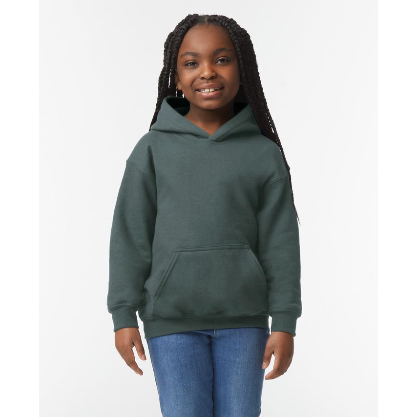 Gildan Kids Hood Sweat DK Heather YS