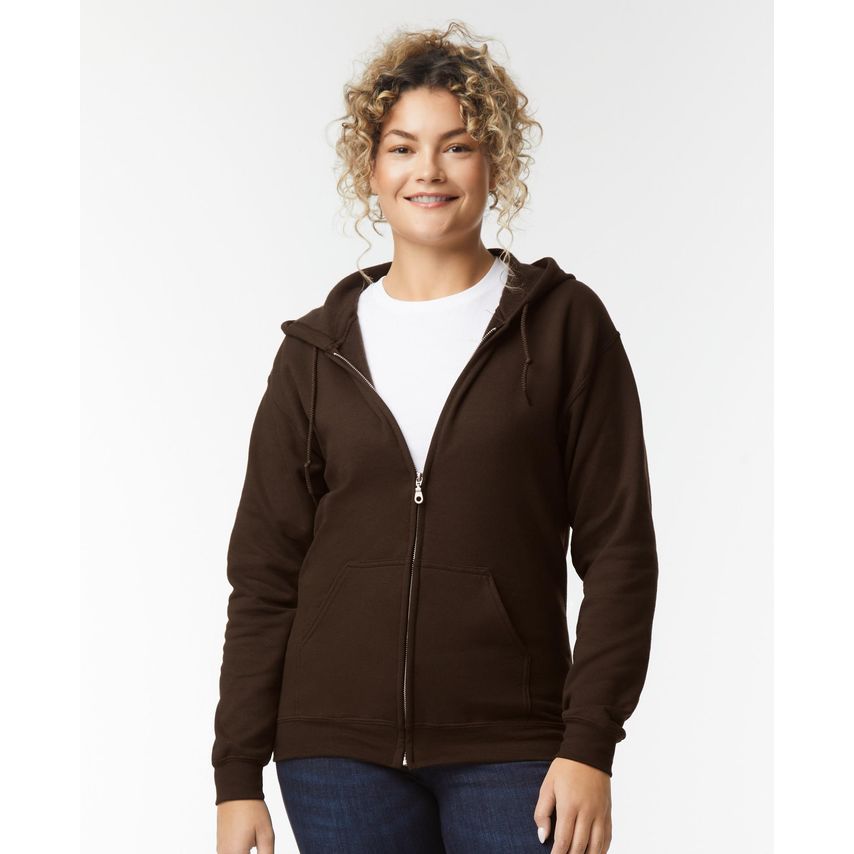 Gildan Zipped Hood Sweat DK Chocolate 2XL