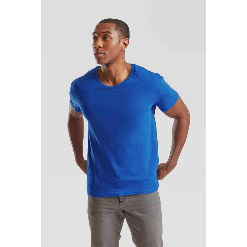 Fruit Of The Loom FotL Iconic 150 V Neck T-Shirt Mens Royal 2XL